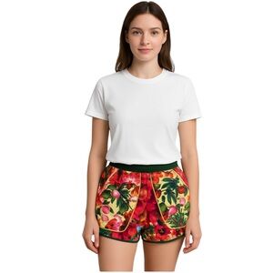 Farm Rio Blooming Garden Orange Tropical Print Sweat Short Multi Shorts Size M/L